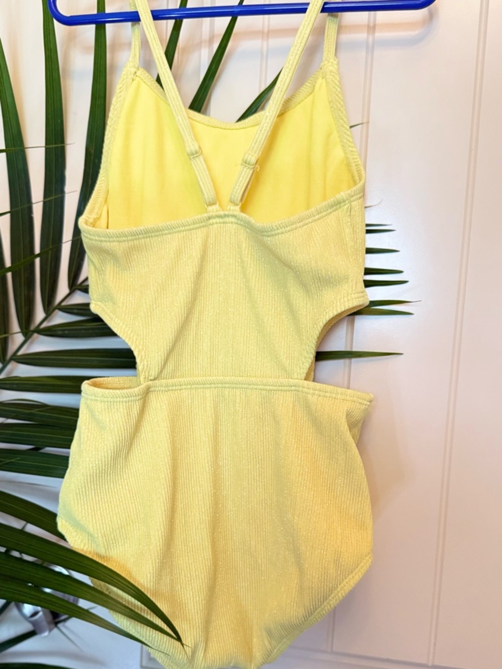 Sole Borne Size 8, Sun Ribbed Yellow Matallic one piece swimsuit